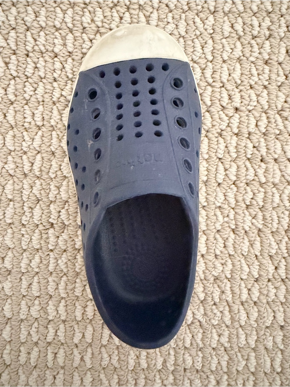 Native kids Slip-On Shoe in Navy with White Toe Cap - ONLY ONE LEFT SHOE